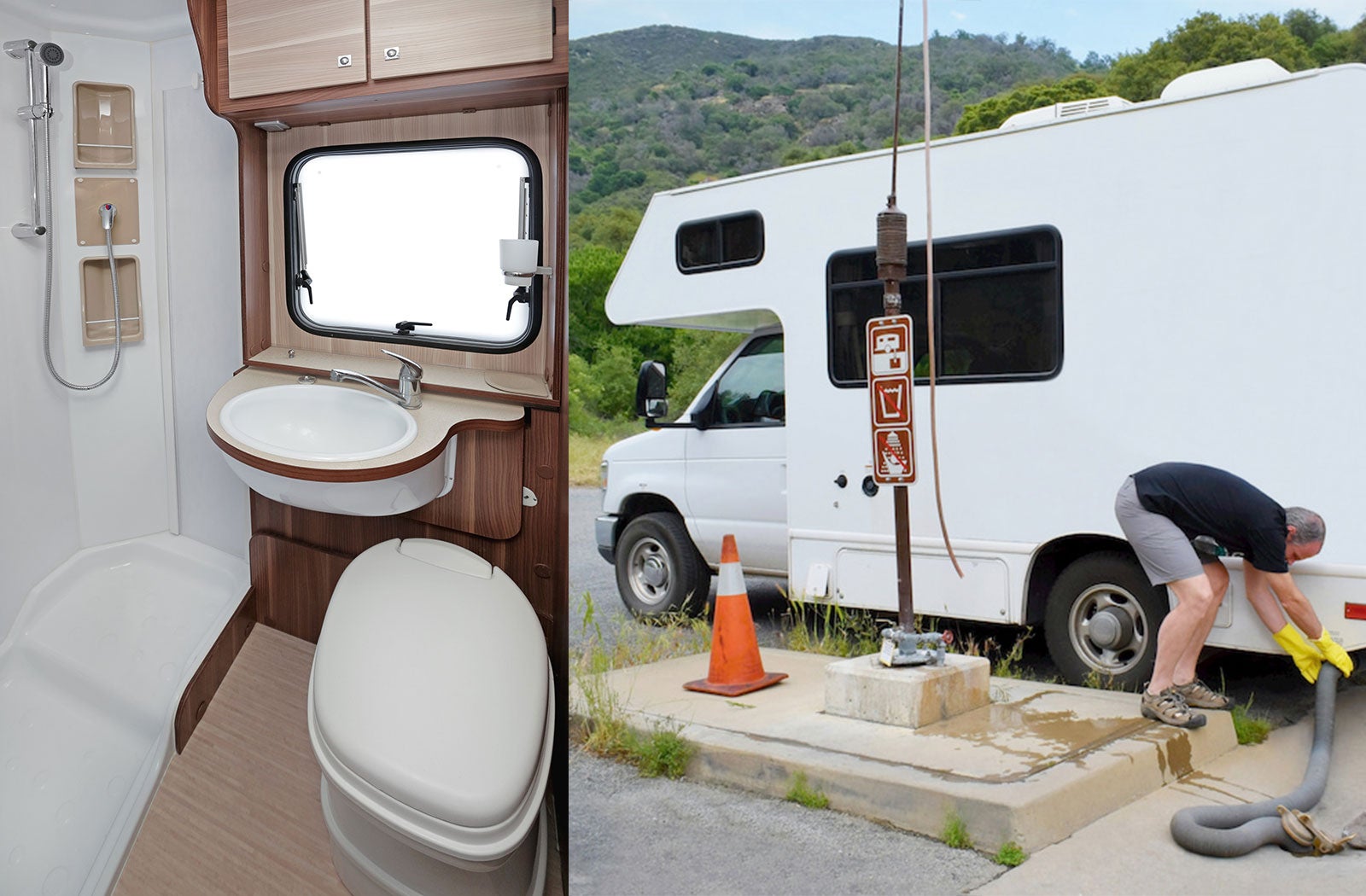 Portable RV/camper toilet and holding tank setup in Yonkers, Yonkers