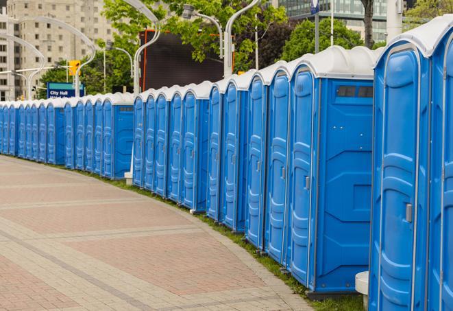 Seasonal porta potty units set up at a Yonkers, Yonkers venue