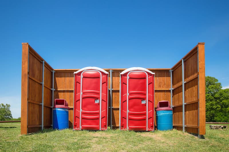 Short-term porta potty units staged for delivery in Yonkers, Yonkers